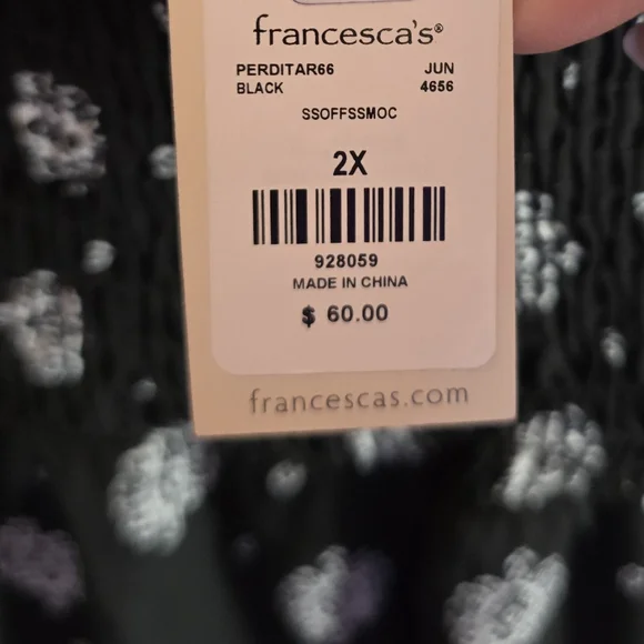 2X(Fits XL Best) NWT FRANCESCA'S Black/Wht Hi Low Side Split Maxi Dress 16-21ptp - Picture 7 of 12